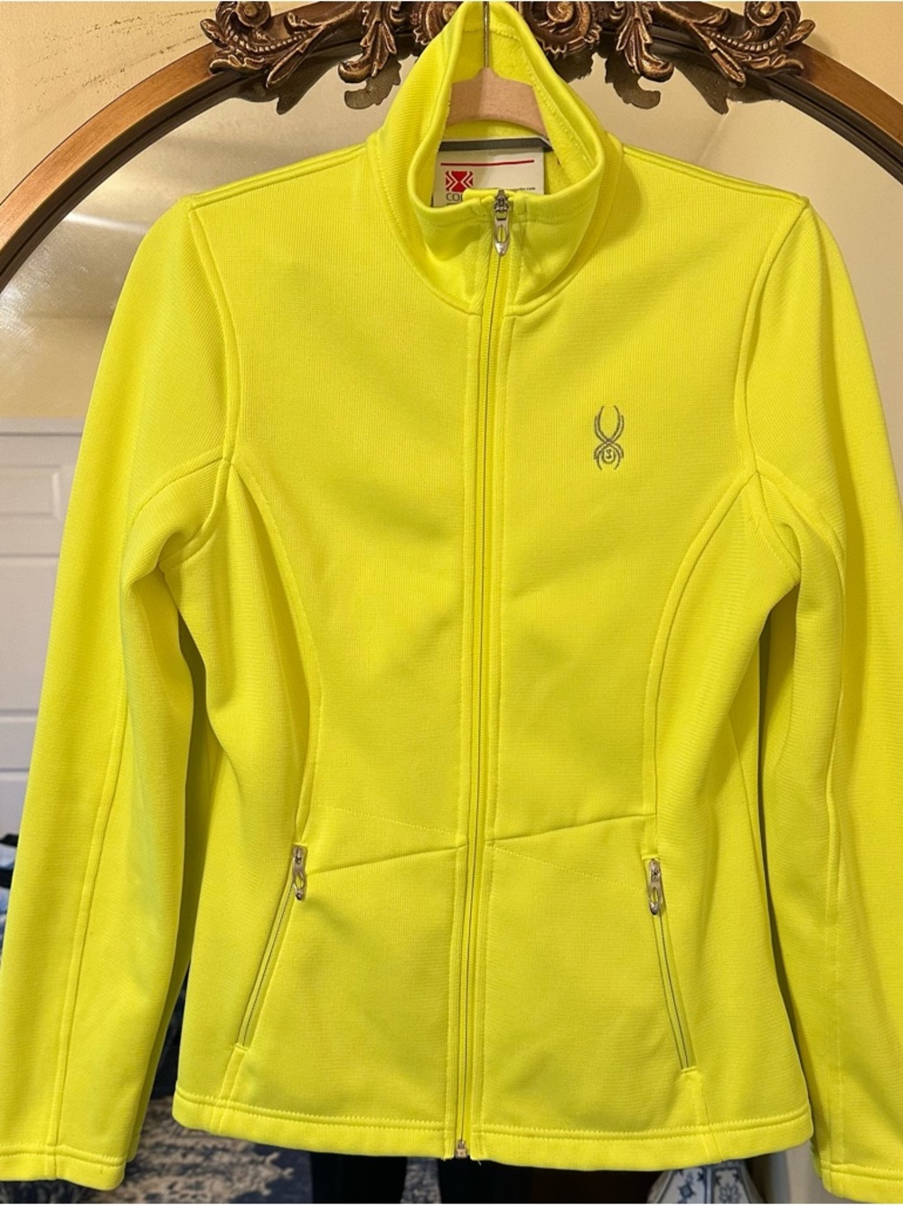 SPYDER Womens High-Visibility Yellow Full-Zip BASE layer MEDIUM Retail $110 NWOT